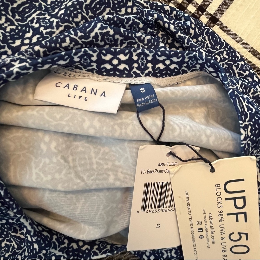 NWT Cabana Life Blue & White Short Sleeve Shift Dress UPF 50 Womans Size Small - Picture 4 of 6